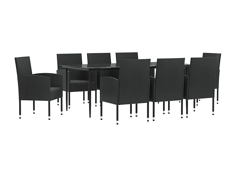 Lystrup  9-delige Tuinset poly rattan en staal zwart