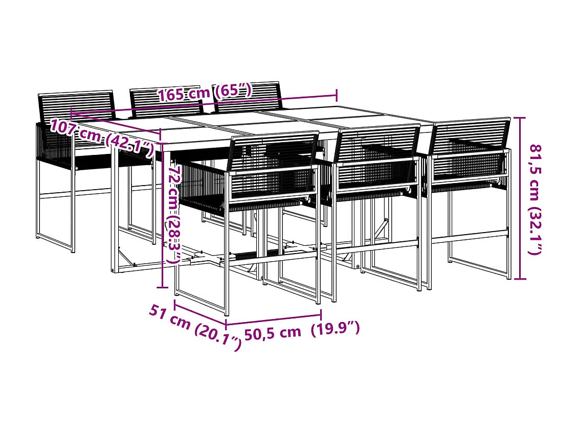 Ghizlan  7-delige Tuinset poly rattan zwart