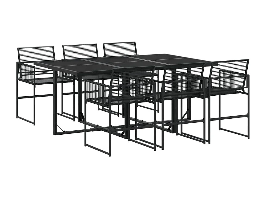 Ghizlan  Ensemble à manger de jardin 7 pcs Noir Résine tressée