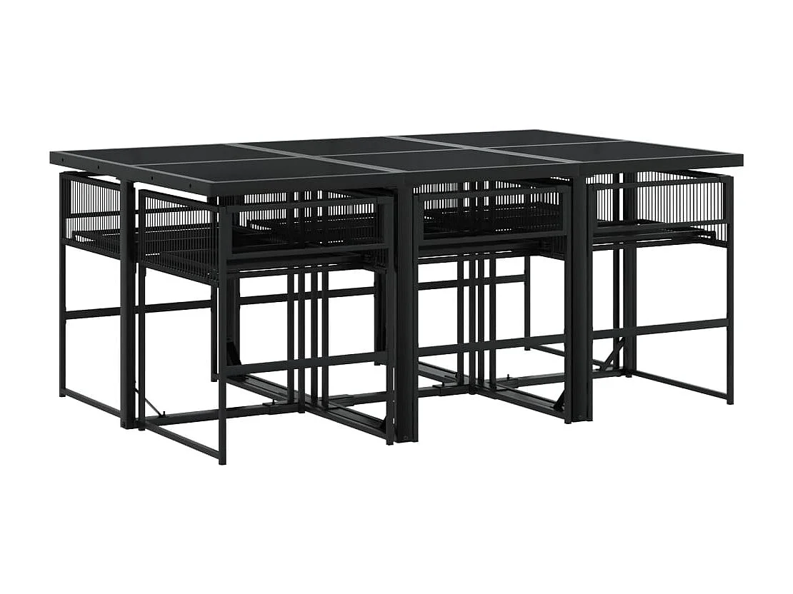 Ghizlan  Ensemble à manger de jardin 7 pcs Noir Résine tressée