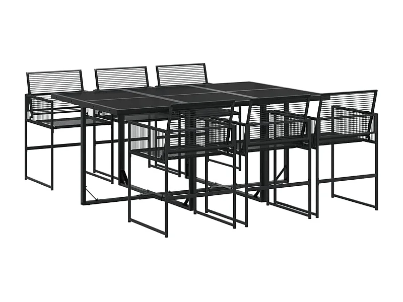 Ghizlan  Ensemble à manger de jardin 7 pcs Noir Résine tressée