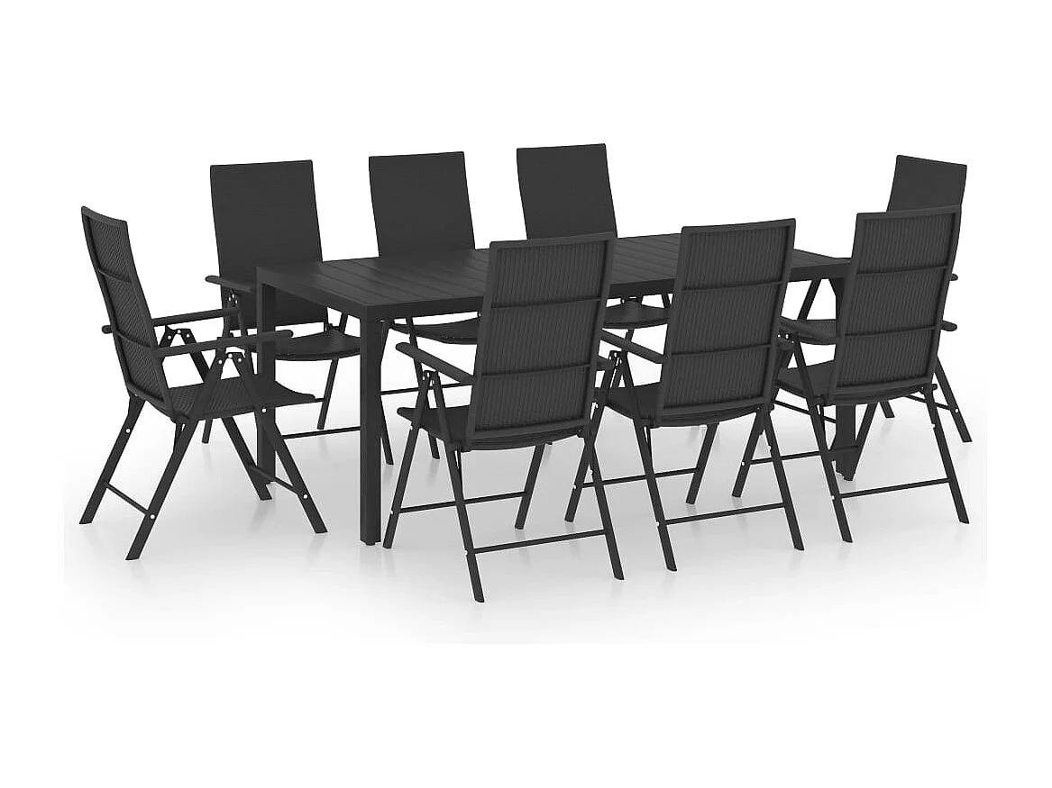 Garden Furniture -  Ensemble à manger de jardin 9 pcs noir