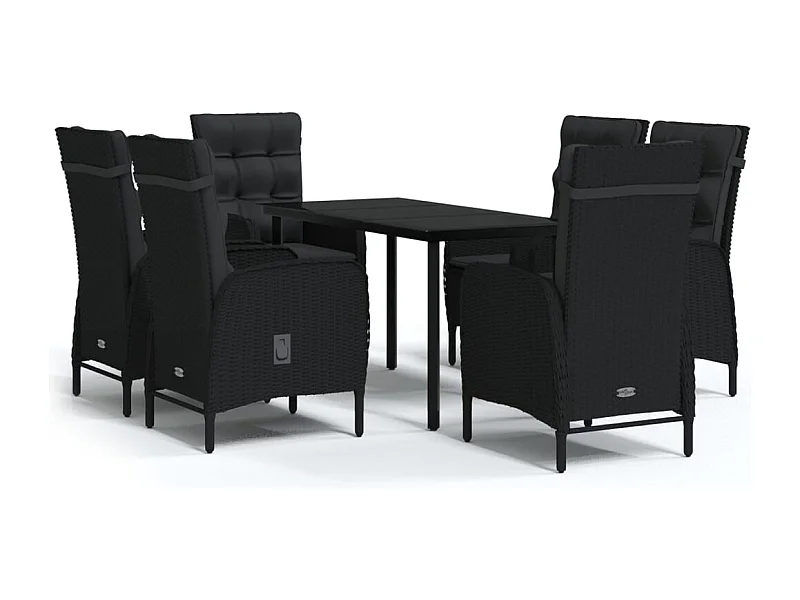 Eliseo  7-delige Tuinset met kussens zwart