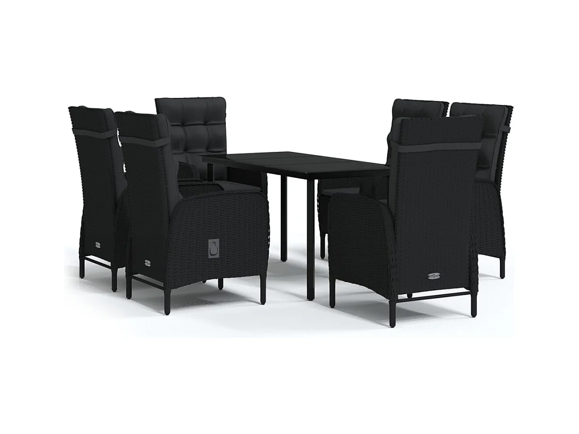 Eliseo  7-delige Tuinset met kussens zwart