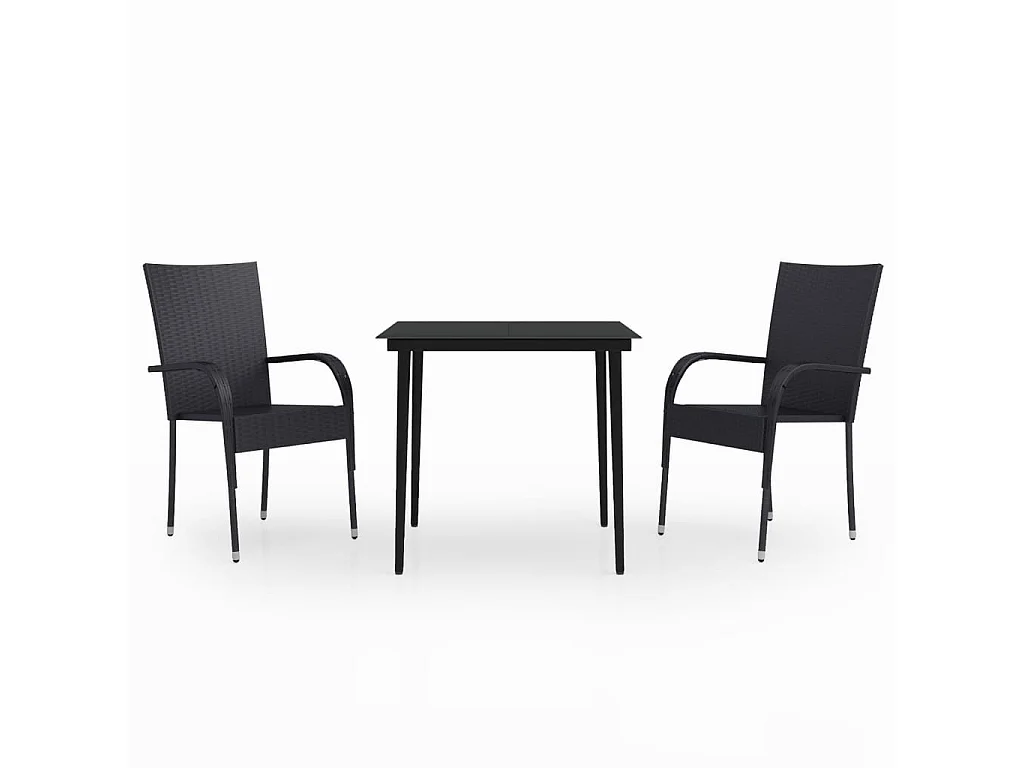 Boiling Springs  Ensemble à manger de jardin 3 pcs Noir