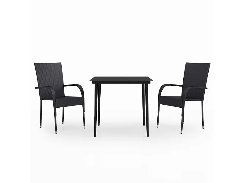 Boiling Springs  Ensemble à manger de jardin 3 pcs Noir