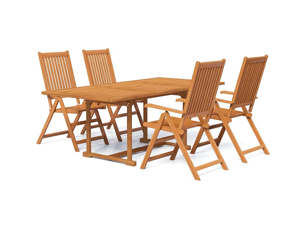 Brunello  Juego de comedor de jardín 5 piezas madera maciza de acacia