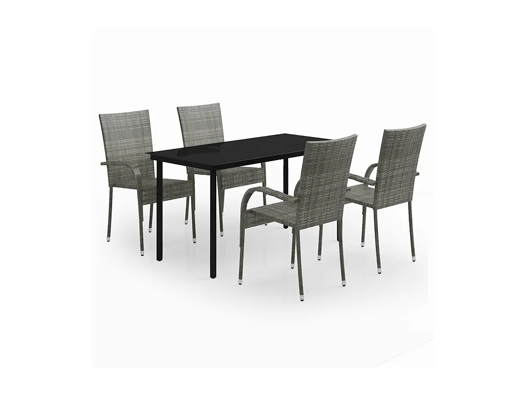 Stoughton  Ensemble à manger de jardin 5 pcs Gris et noir