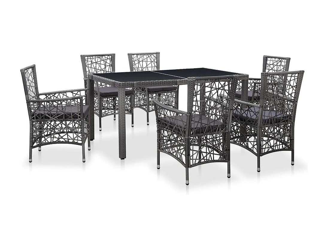 Worin  Ensemble à manger d'extérieur 7 pcs Résine tressée Gris