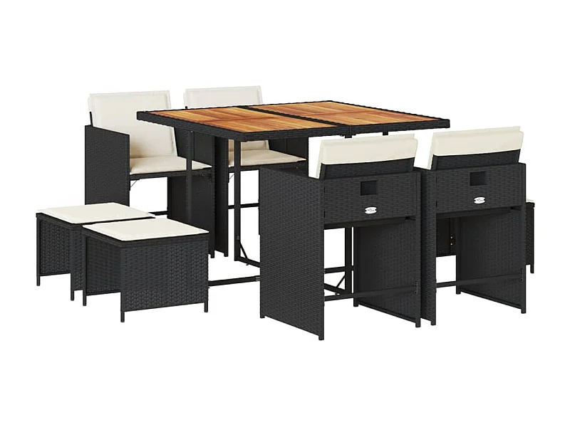 Zenn  9-delige Tuinset poly rattan zwart