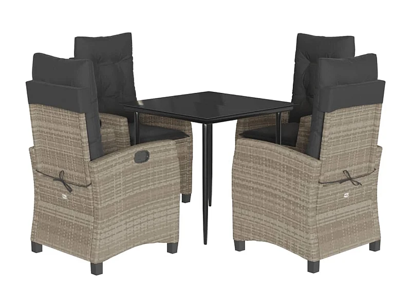 Roland  5-delige Tuinset met kussens poly rattan lichtgrijs