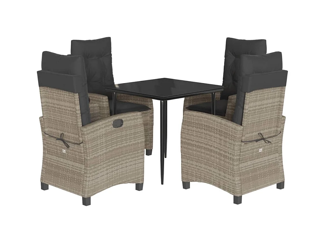 Roland  5-delige Tuinset met kussens poly rattan lichtgrijs