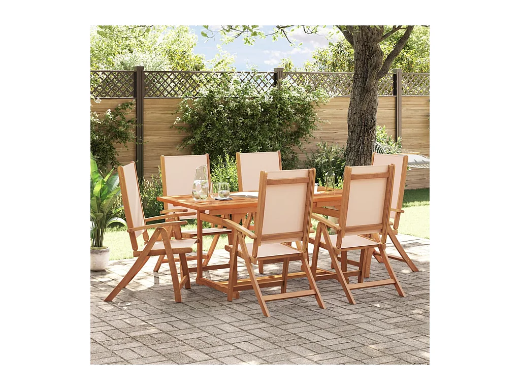 Carrizo Springs  Ensemble à Manger de jardin 7pcs bois d'acacia solide textilène