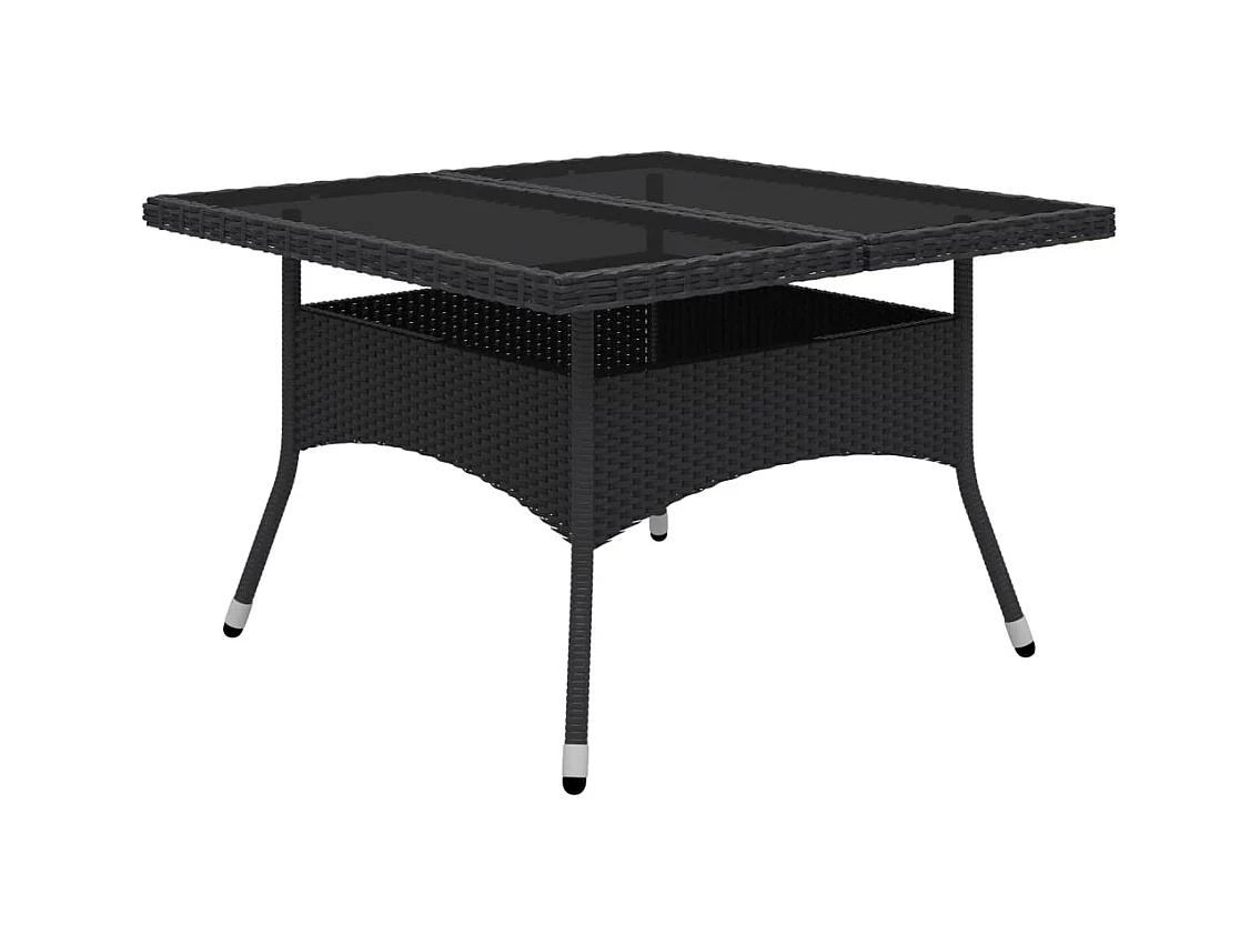 Deerlijk  9-delige Tuinset poly rattan en glas zwart