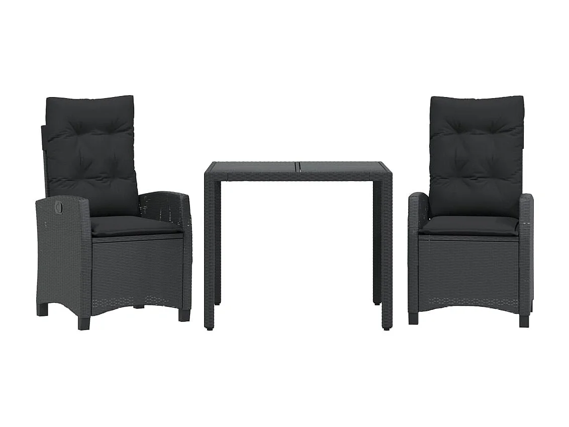 Prolenta Premium -  3-delige Tuinset met kussens poly rattan zwart