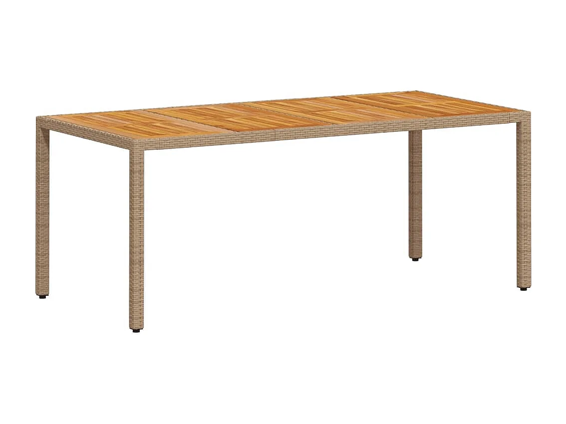 Les Mureaux  Ensemble à manger de jardin et coussins 7pcs beige rotin acacia