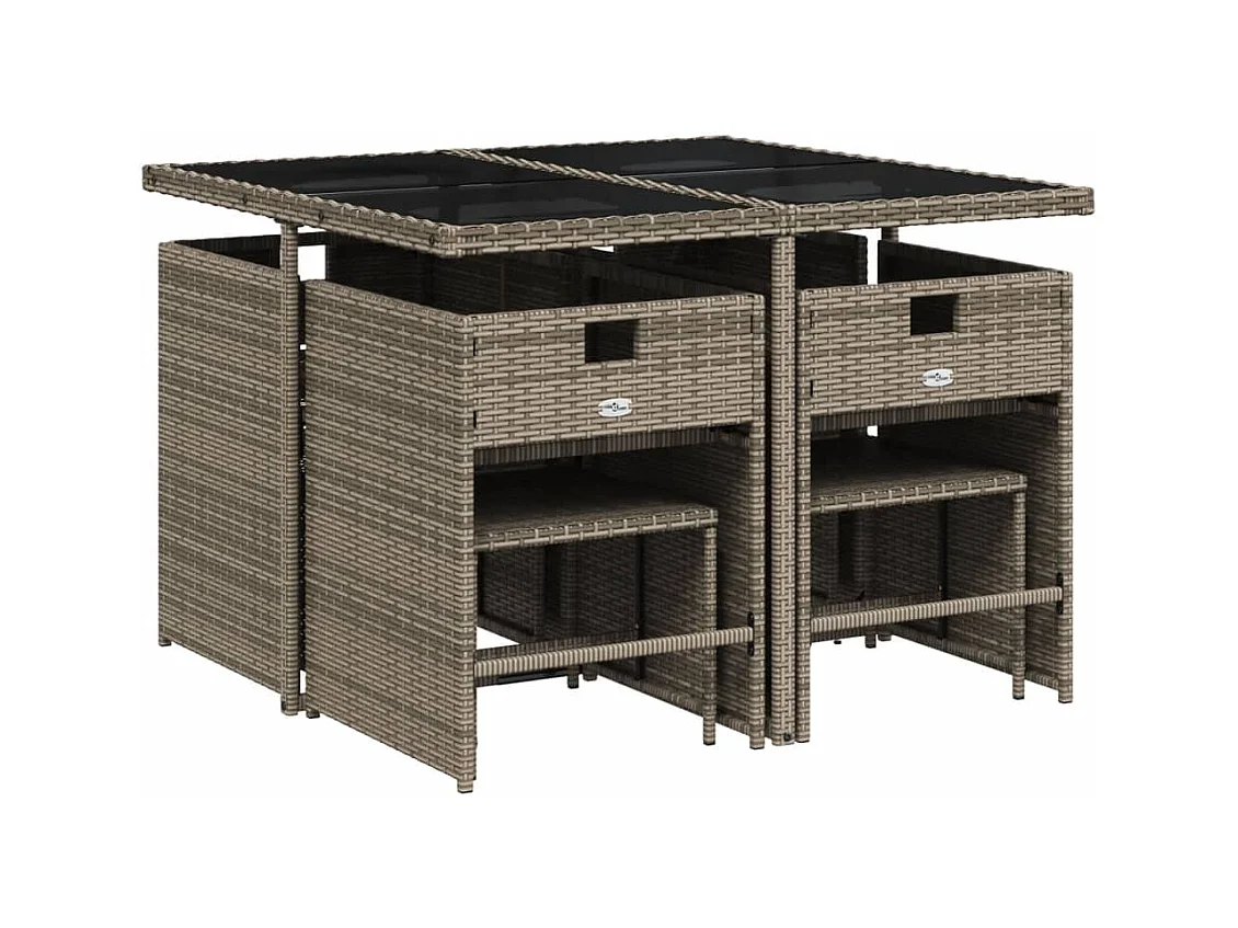 Enfield  Ensemble à manger de jardin 9 pcs coussins gris résine tressée