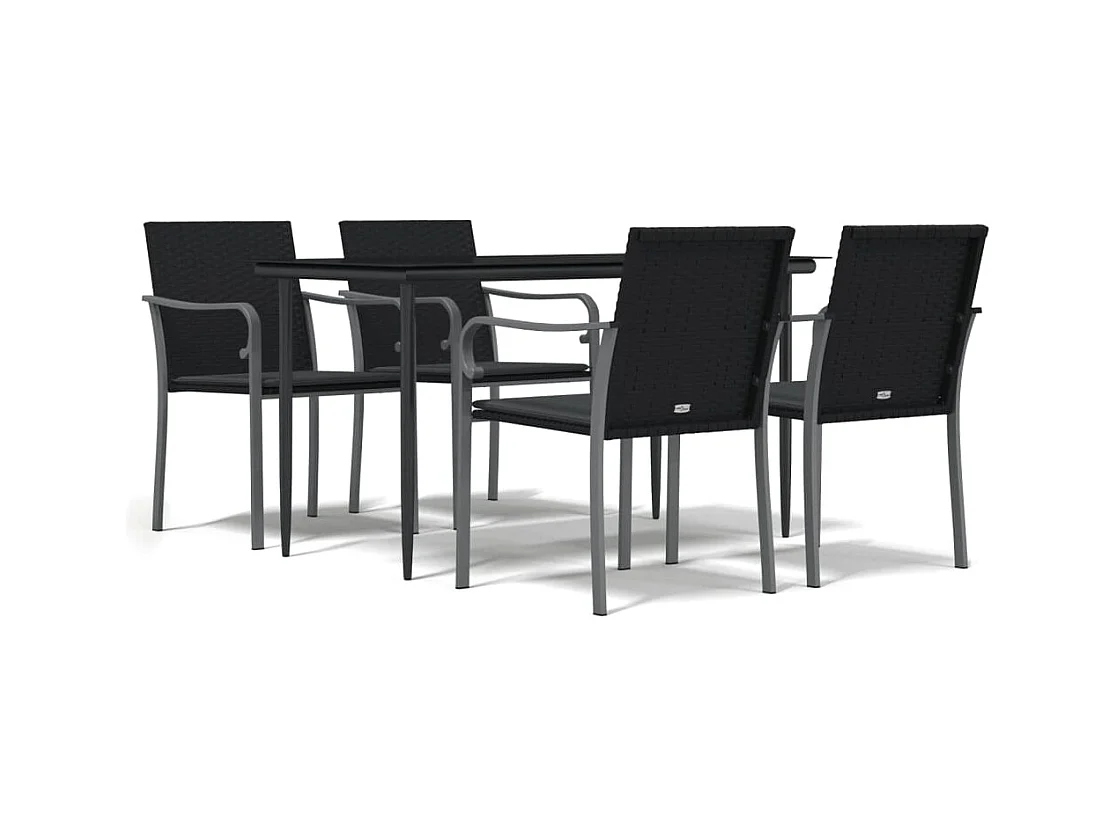 Tholen  Ensemble à manger de jardin 5 pcs coussins résine tressée acier