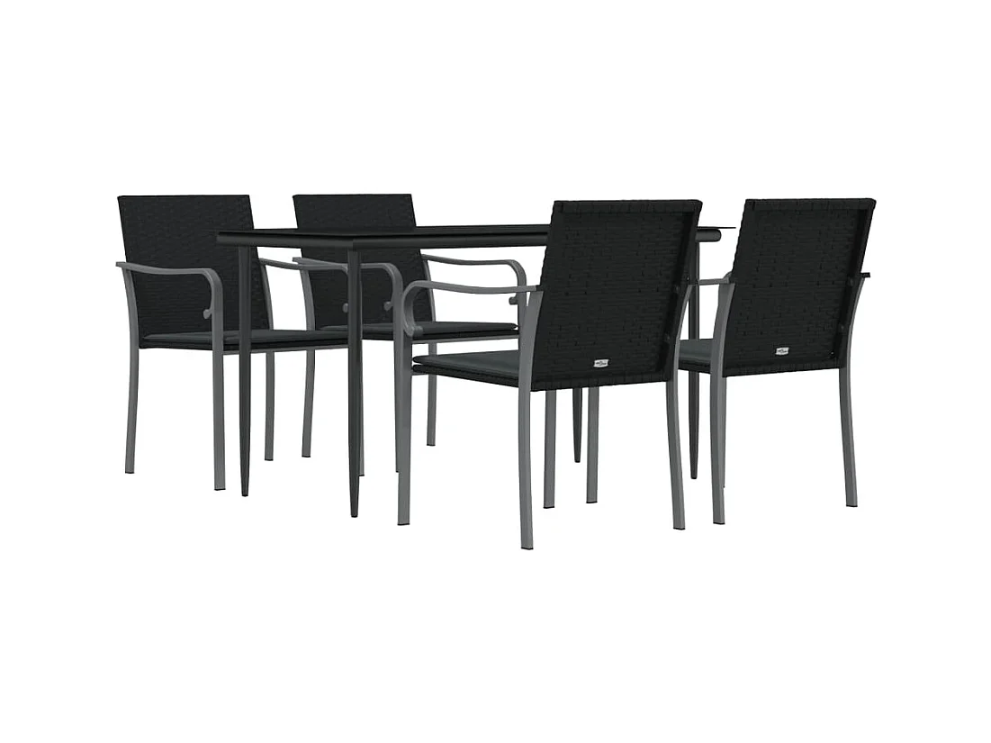 Tholen  Ensemble à manger de jardin 5 pcs coussins résine tressée acier