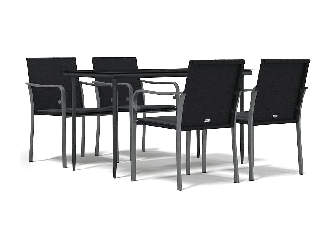 Tholen  Ensemble à manger de jardin 5 pcs coussins résine tressée acier