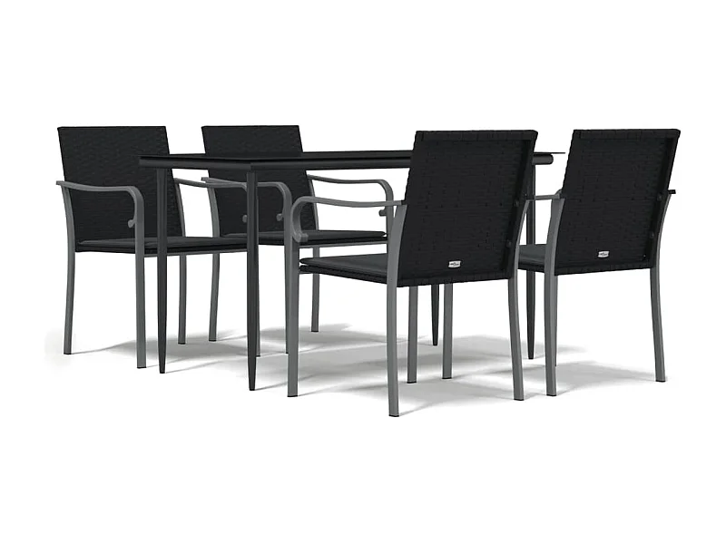 Tholen  Ensemble à manger de jardin 5 pcs coussins résine tressée acier