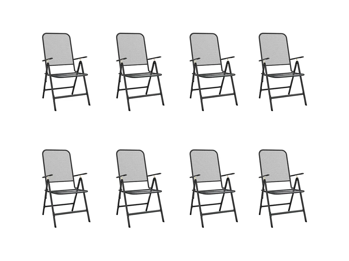 Jenneke  Ensemble à manger de jardin 9 pcs anthracite métal maille