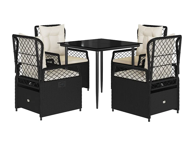 Zalan  5-delige Tuinset met kussens poly rattan zwart