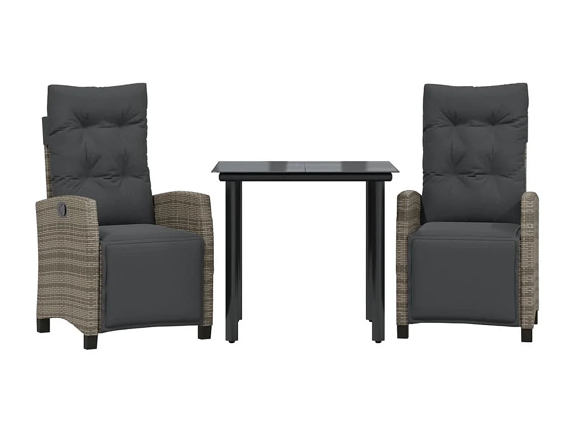 Prolenta Premium -  Ensemble à manger de jardin 3 pcs avec coussins Gris