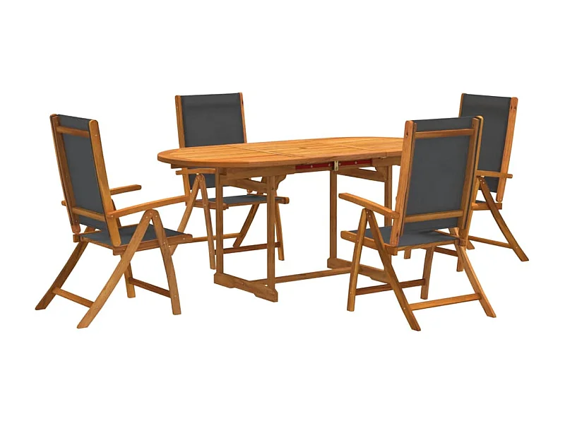 Carrizo Springs  Ensemble à manger de jardin 5pcs bois d'acacia solide textilène