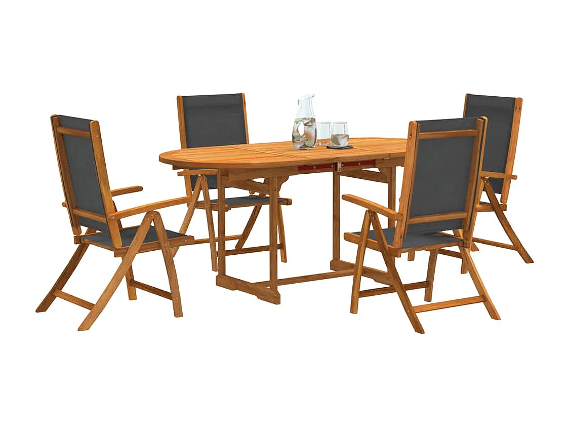 Carrizo Springs  Ensemble à manger de jardin 5pcs bois d'acacia solide textilène