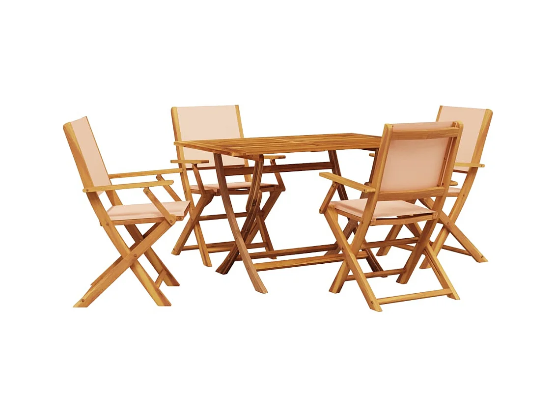 Sylarin  5-delige Tuinset massief hout en stof beige