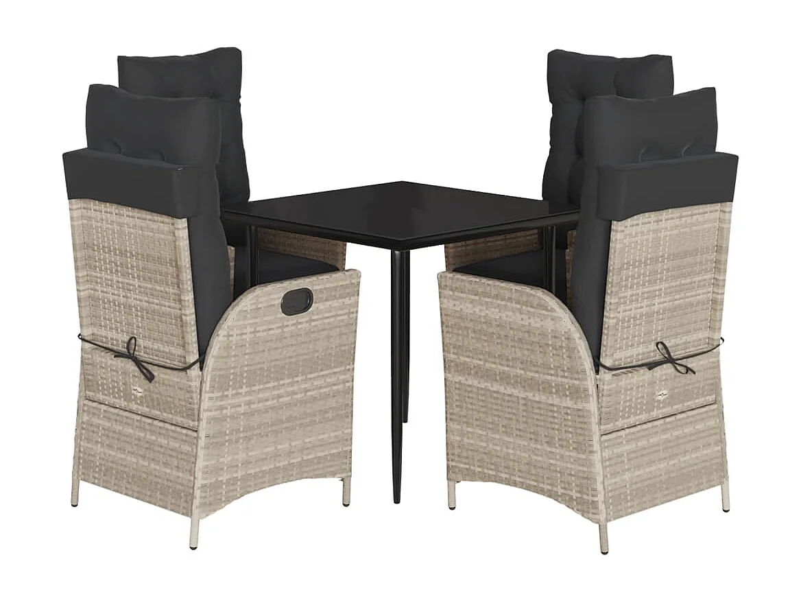 Sadie Claire  5-delige Tuinset met kussens poly rattan lichtgrijs
