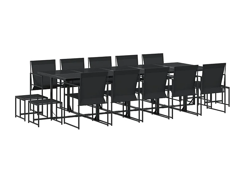 Sophie Rae  Ensemble à manger de jardin 15 pcs noir textilène