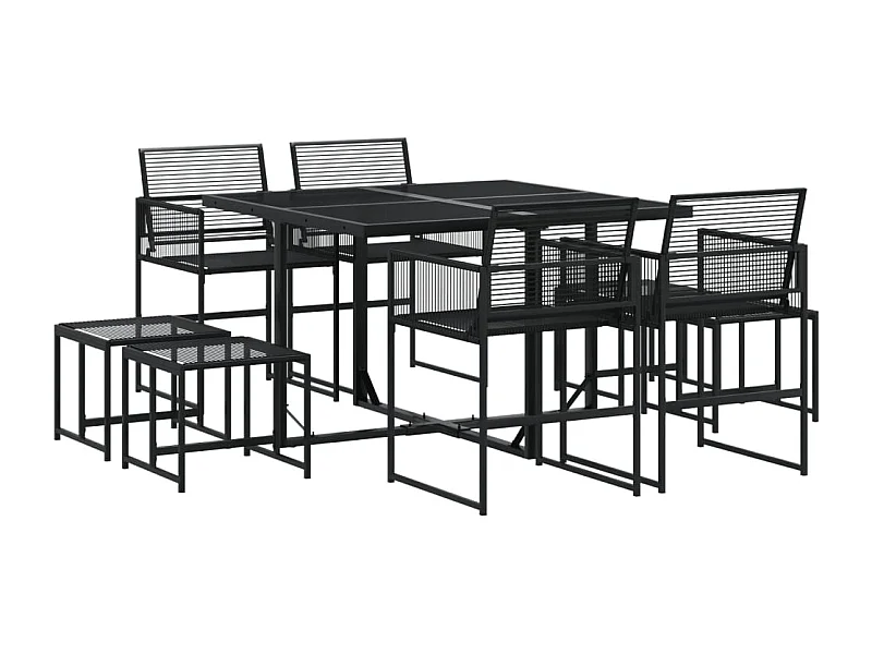 Daxen  Juego de comedor de jardín 9 piezas ratán sintético negro