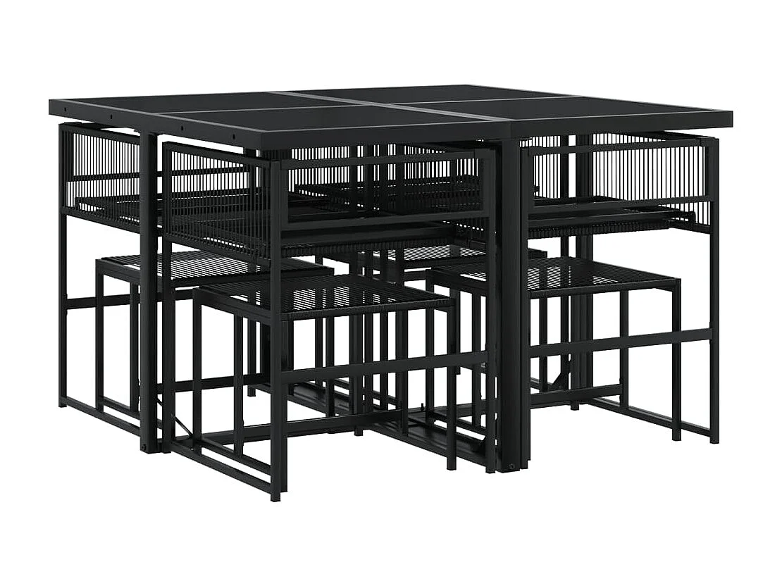 Daxen  Juego de comedor de jardín 9 piezas ratán sintético negro