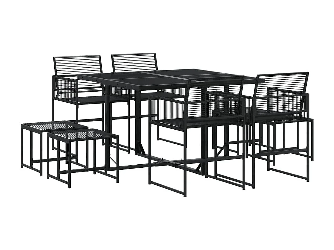 Daxen  Juego de comedor de jardín 9 piezas ratán sintético negro