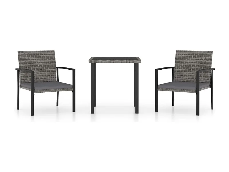 Vinderup  Ensemble à manger de jardin 3 pcs Résine tressée Gris