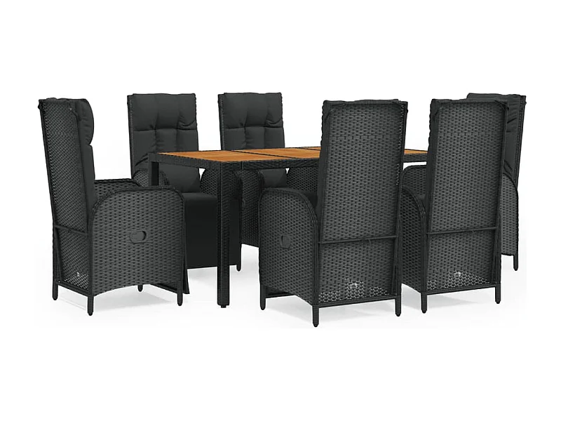 Afragola  7-delige Tuinset met kussens poly rattan zwart