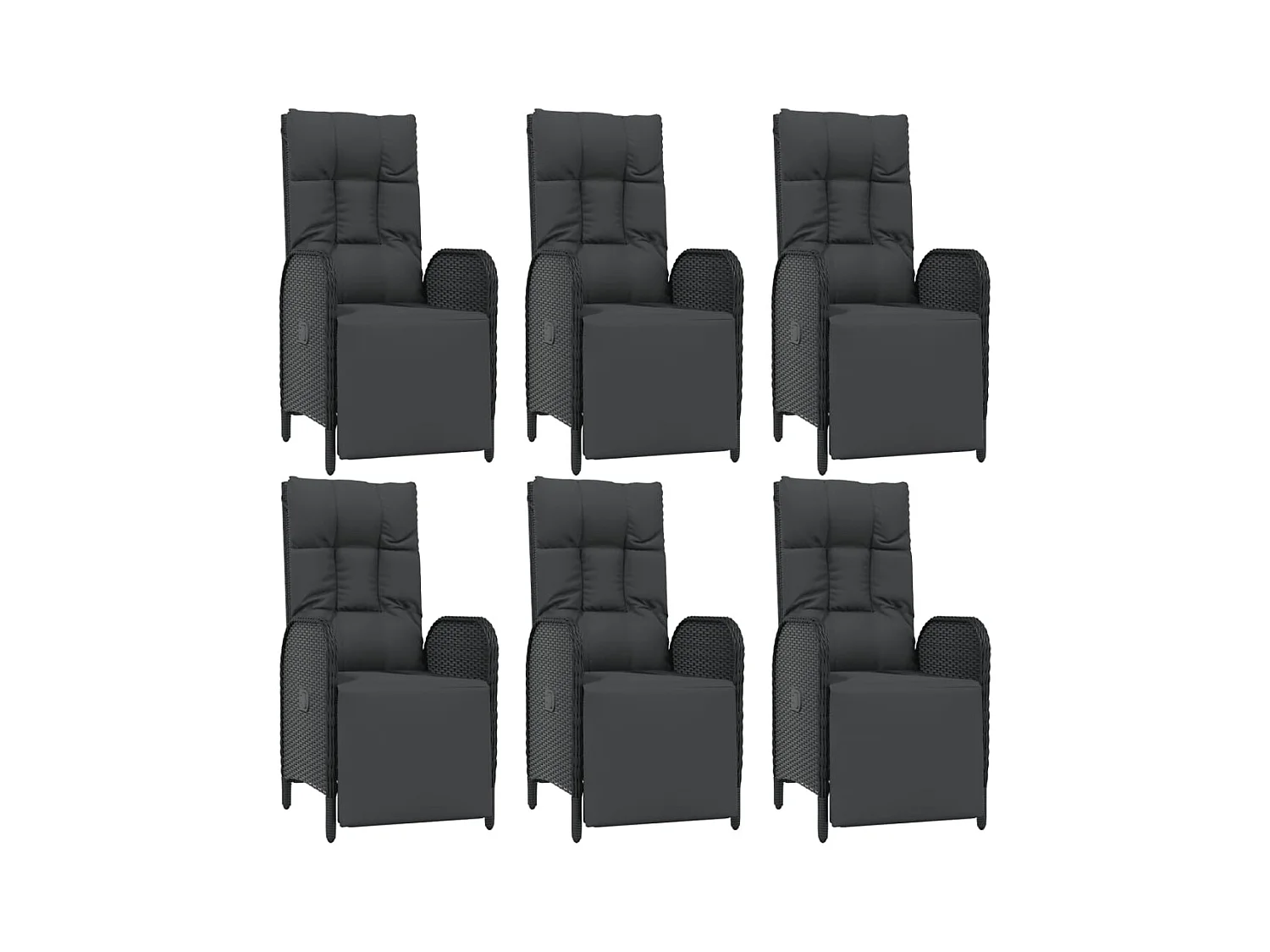 Afragola  Ensemble à manger de jardin coussins 7pcs Noir Résine tressée