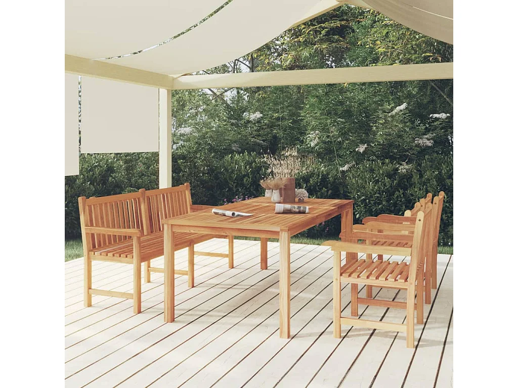 Kemale  4-delige Tuinset massief teakhout