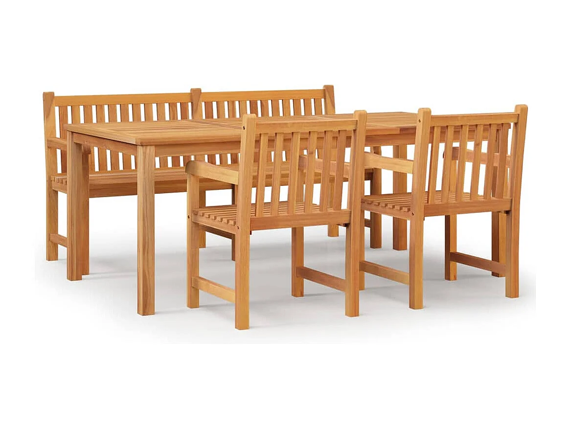 Kemale  4-delige Tuinset massief teakhout