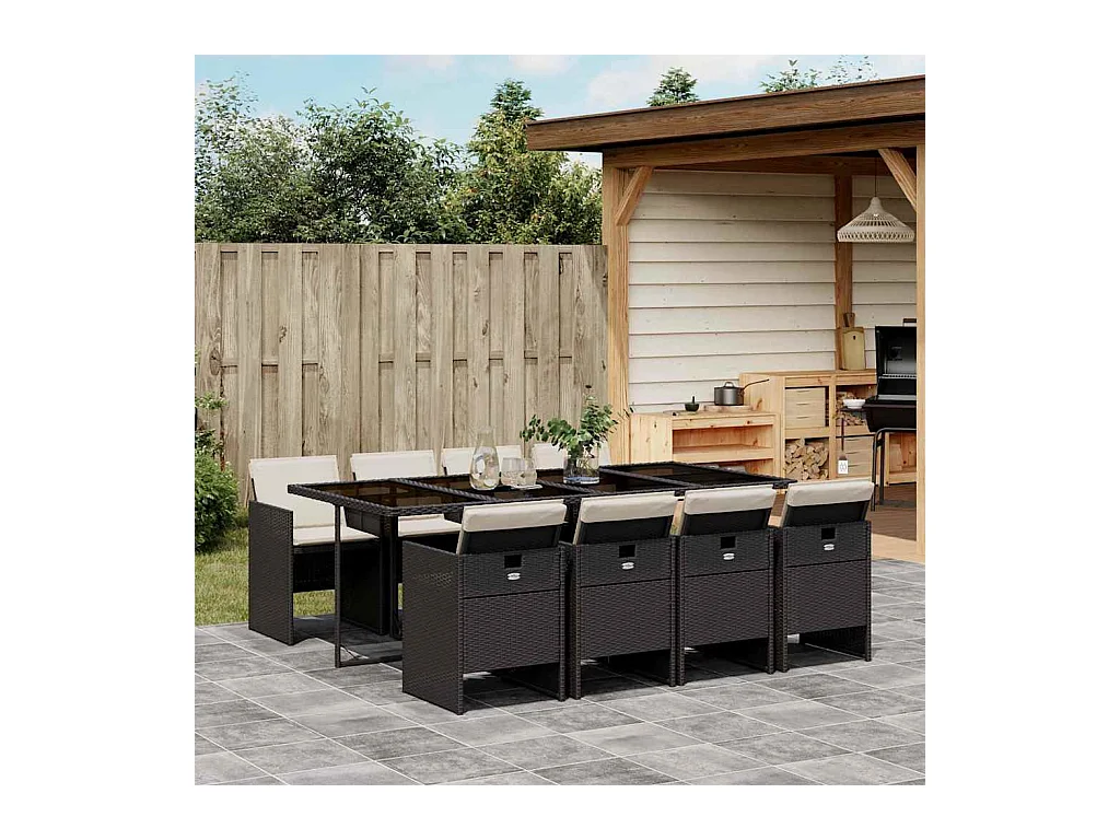 Jesse  9-delige Tuinset poly rattan zwart