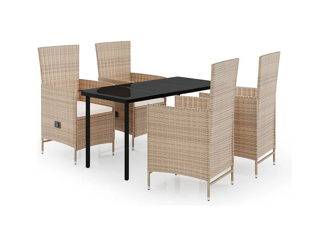 Serafino  5-delige Tuinset met kussens beige