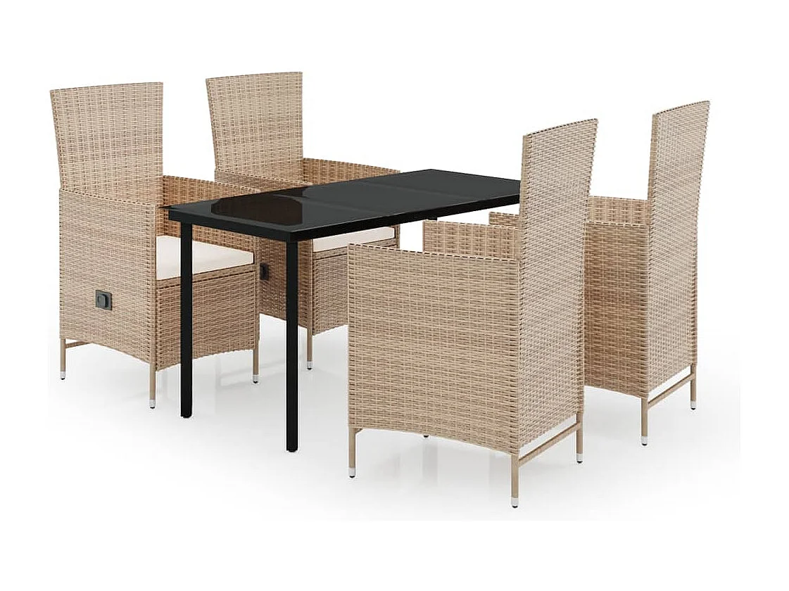 Serafino  Ensemble à manger de jardin avec coussins 5 pcs Beige