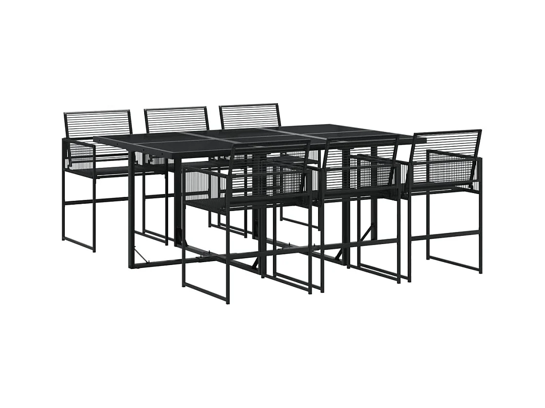 Zerdan  Juego de comedor de jardín 7 piezas ratán sintético negro