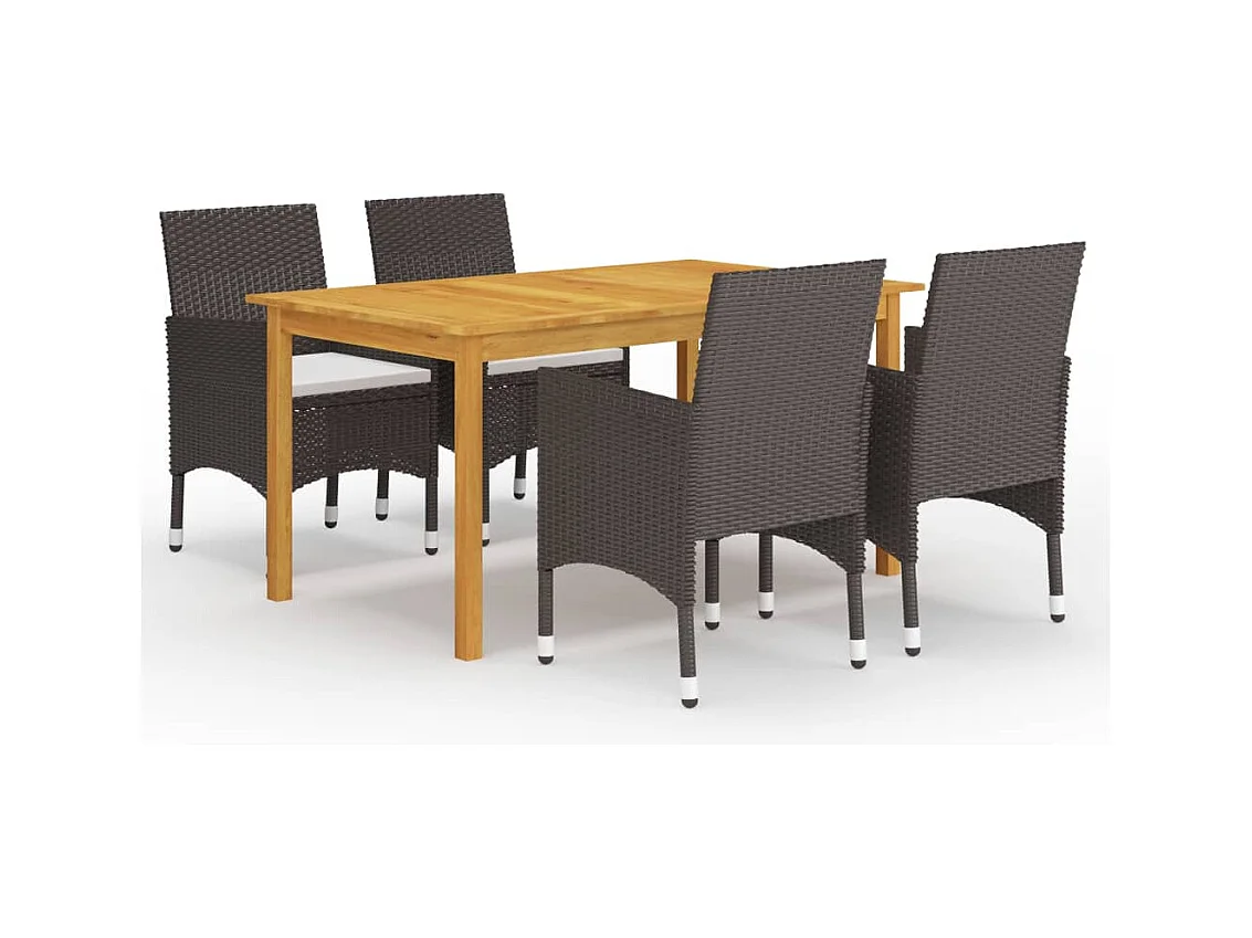 Fyndal  Ensemble à manger de jardin 5 pcs Marron