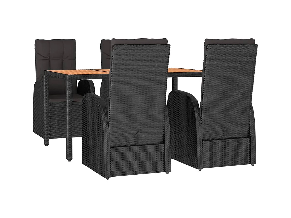 Arvild  Ensemble à manger de jardin coussins 5pcs Noir Résine tressée