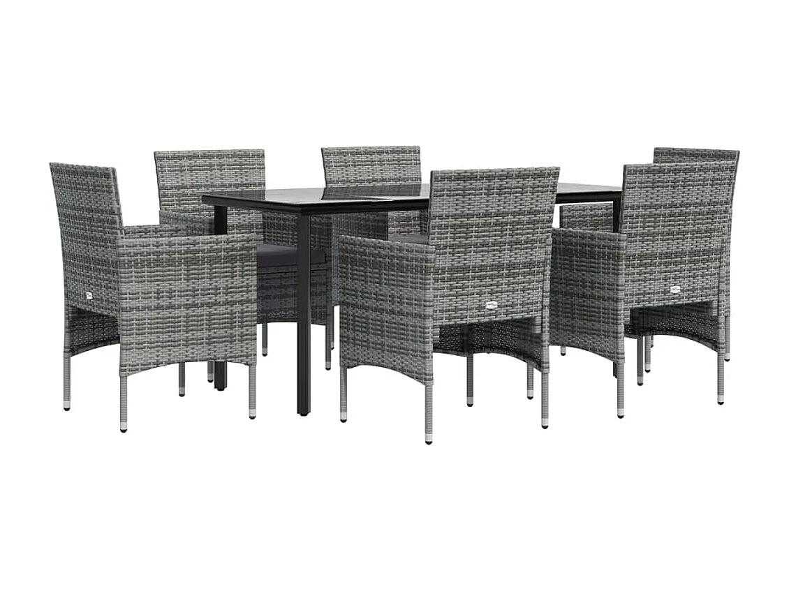 Hillsboro  Juego de comedor de jardín 7 piezas con cojines gris y negro