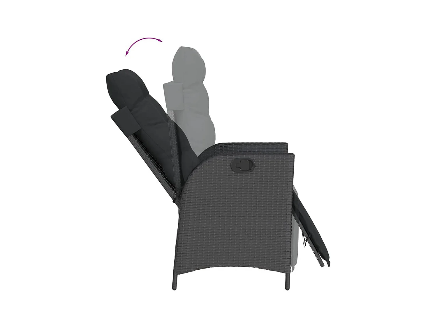 Anselm  Set de comedor de jardín 7 pzas y cojines ratán sintético negro