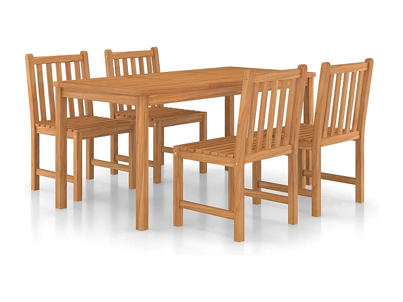 Acqui Terme  Ensemble de salle à manger de jardin 5 pièces 160 x 80 cm en bois de teck massif